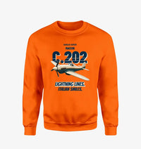 Thumbnail for Macchi C.202 Folgore - Lightning lines. Italian smiles. design on orange sweatshirt