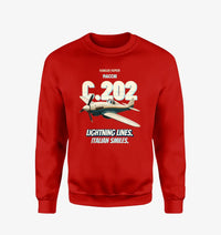 Thumbnail for Macchi C.202 Folgore - Lightning lines. Italian smiles. design on red sweatshirt