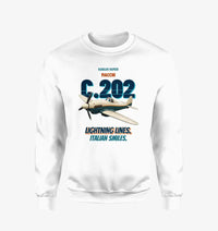 Thumbnail for Macchi C.202 Folgore - Lightning lines. Italian smiles. design on white sweatshirt