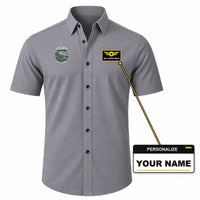 Thumbnail for Frankfurt-Hahn Airport (HHN) Shirts - Short Sleeve Shirt - Badge - Gray + NAME