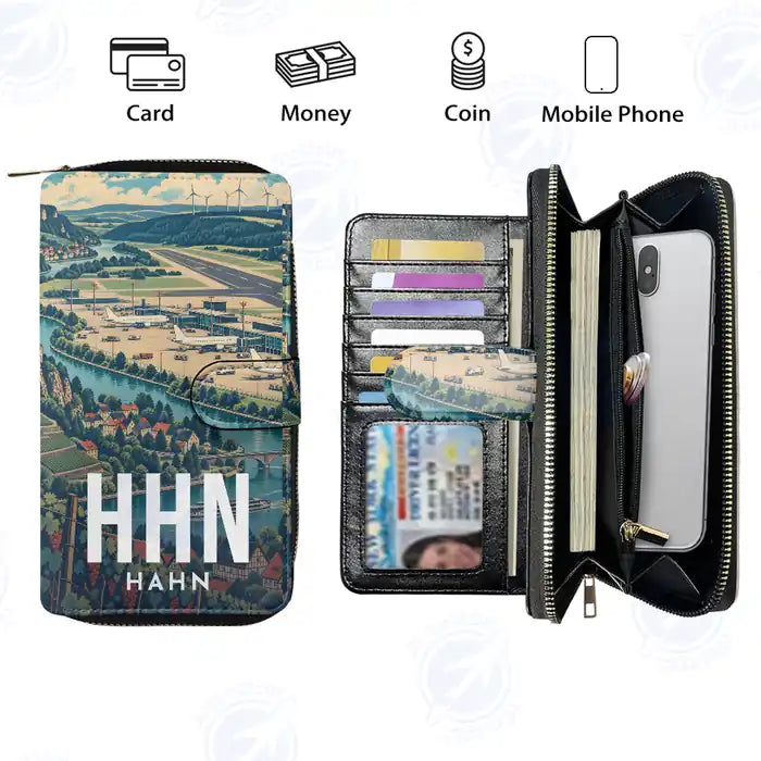 Frankfurt-Hahn Airport (HHN) Leather Wallets - Zip Long Wallet - Scene
