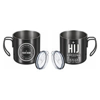 Thumbnail for Hiroshima Airport (HIJ) Stainless Steel Mugs - ID Tag + Custom Back - Portable Mug - Black