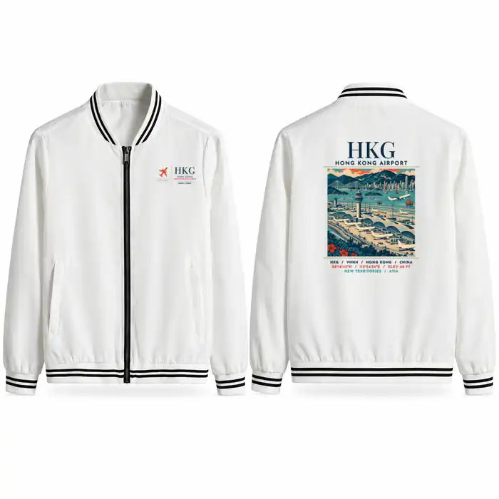 Hong Kong International Airport (HKG) Stylish Jackets - Baseball Collar - Poster - White