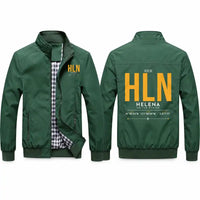Thumbnail for Helena Regional Airport (HLN) Stylish Jackets - Stand Collar - Tag - Green