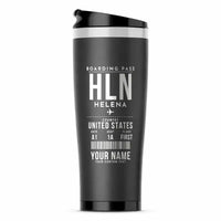 Thumbnail for Helena Regional Airport (HLN) Travel Mugs - Boarding Pass + Name - Stainless Steel (No Holder) - Gray
