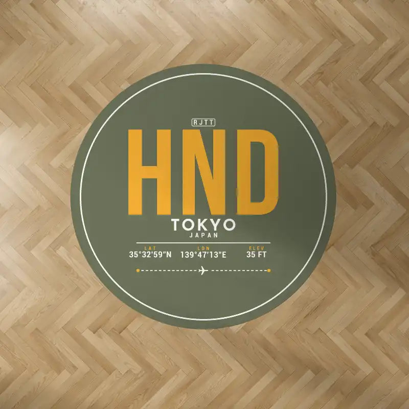 Tokyo Haneda Airport (HND) Carpets - Carpet Round - ID Tag - Green Army V2