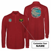 Thumbnail for Honolulu Daniel K. Inouye International Airport (HNL) Premium Polo T-Shirts - Badge + Name - Long Sleeve - Dark Red