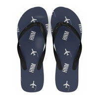 Thumbnail for Hana Airport (HNM) Slippers & Flip Flops - Slippers - Flip Flops - Pattern - Navy Blue