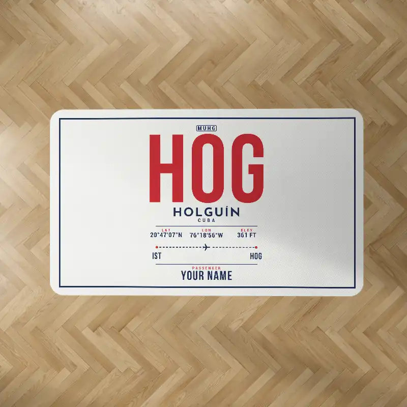 Frank País Airport (HOG) Carpets - Carpet Rectangle - ID Tag + Name - White V2
