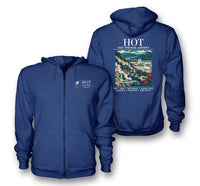 Thumbnail for HOT - Poster - Zipped Hoodie - Blue
