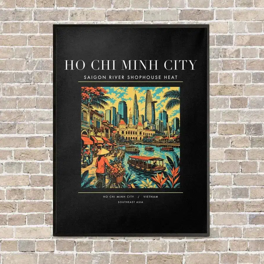 HO CHI MINH CITY - Poster - Canvas Framed - Black