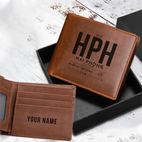 Thumbnail for Cat Bi International Airport (HPH) Leather Wallets - Laser Leather Wallet - Tag + Name