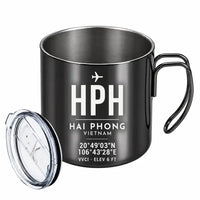 Thumbnail for Cat Bi International Airport (HPH) Stainless Steel Mugs - ID Tag - Portable Mug - Black