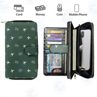 Thumbnail for Cat Bi International Airport (HPH) Leather Wallets - Zip Long Wallet - Pattern - Dark Green