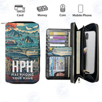 Thumbnail for Cat Bi International Airport (HPH) Leather Wallets - Zip Long Wallet - Scene + Name