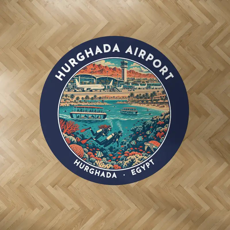 Hurghada International Airport (HRG) Carpets - Carpet Round - Badge - Dark Blue V2