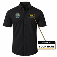 Thumbnail for Hurghada International Airport (HRG) Shirts - Short Sleeve Shirt - Badge - Black + NAME