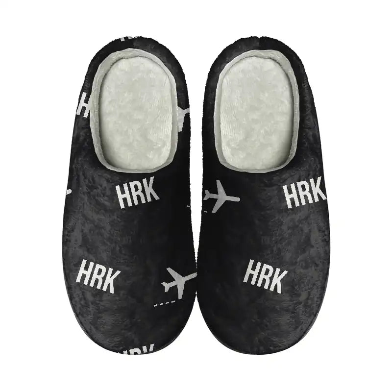 Kharkiv International Airport (HRK) Slippers & Flip Flops - Slippers - Cotton - Pattern - Black