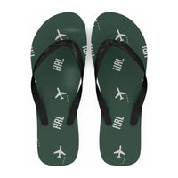 Thumbnail for Valley International Airport (HRL) Slippers & Flip Flops - Slippers - Flip Flops - Pattern - Dark Green