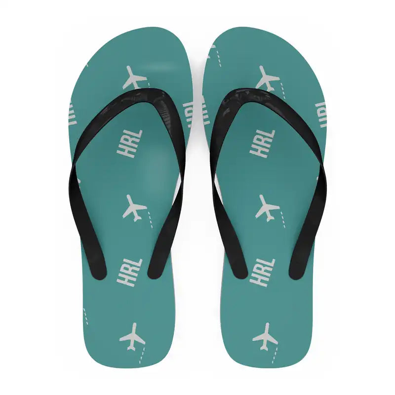 Valley International Airport (HRL) Slippers & Flip Flops - Slippers - Flip Flops - Pattern - Turquoise
