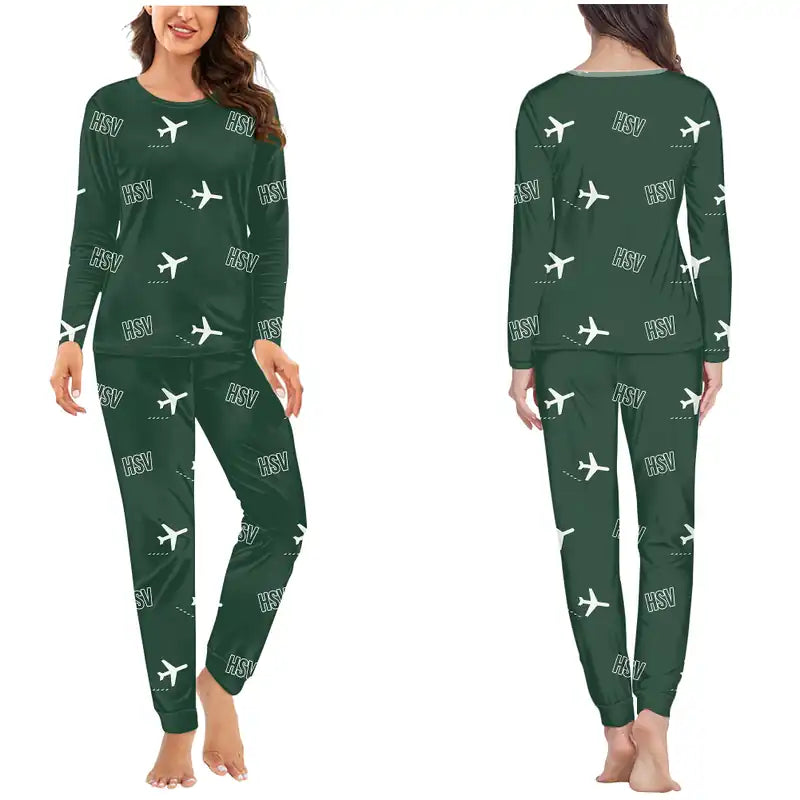 Huntsville International Airport (HSV) Pajamas - Women Pajamas - Dark Green
