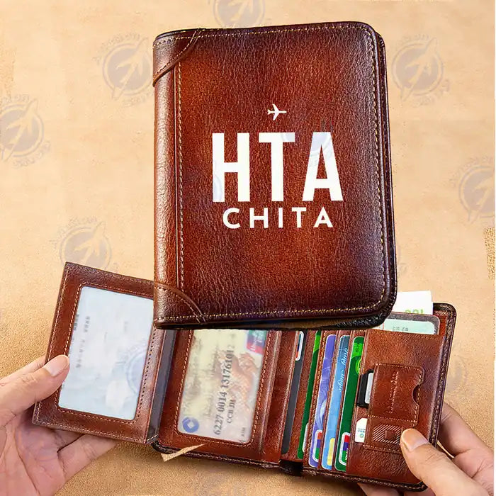 Chita Kadala International Airport (HTA) Leather Wallets - Printed Leather Wallet - Code