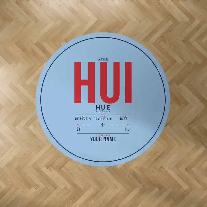 Phu Bai International Airport (HUI) Carpets - Carpet Round - ID Tag + Name - Light Blue V2