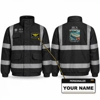 Thumbnail for Hualien Airport (HUN) Reflective Winter Jackets - Poster + Name - Black