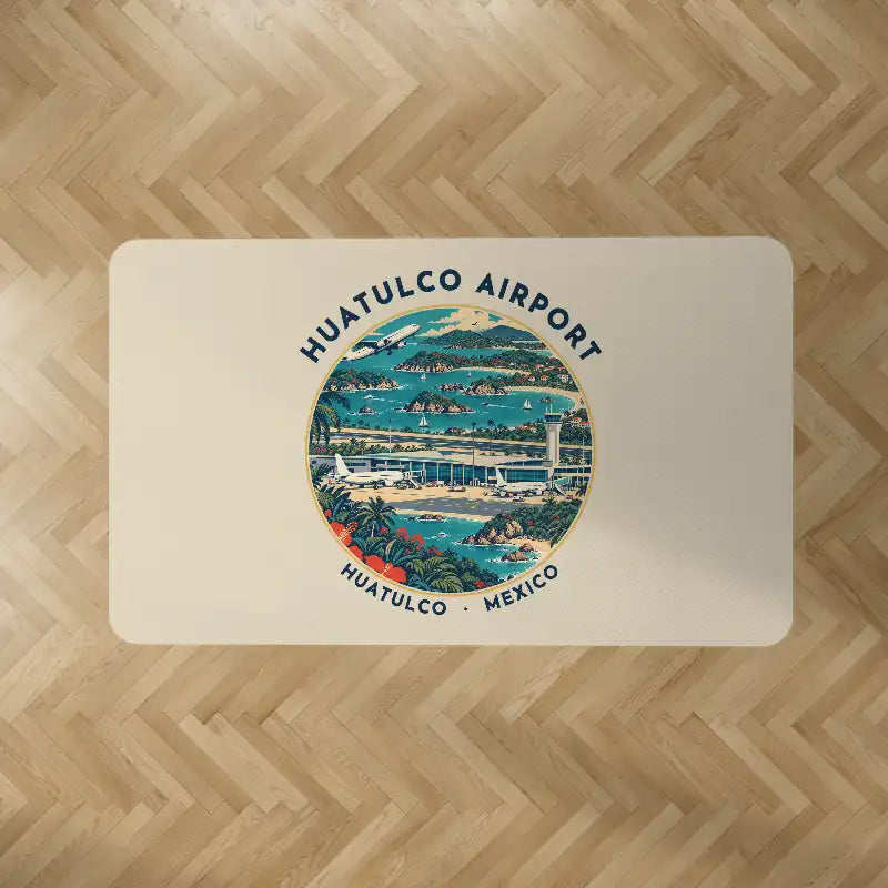 Huatulco International Airport (HUX) Carpets - Carpet Rectangle - Badge - Beige V2