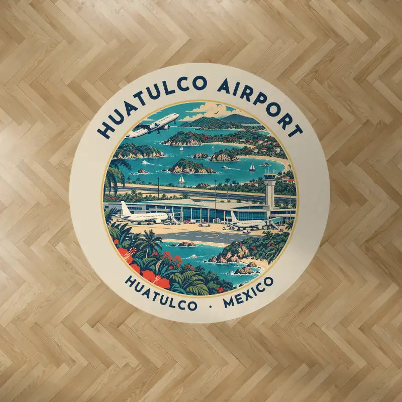 Huatulco International Airport (HUX) Carpets - Carpet Round - Badge - Beige V2
