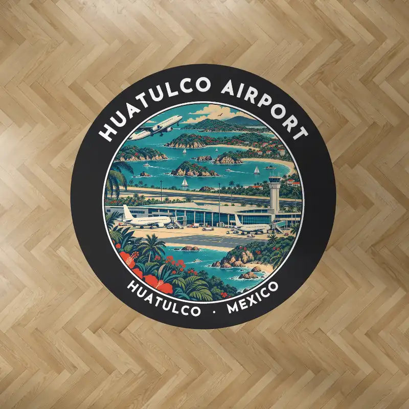 Huatulco International Airport (HUX) Carpets - Carpet Round - Badge - Black V2