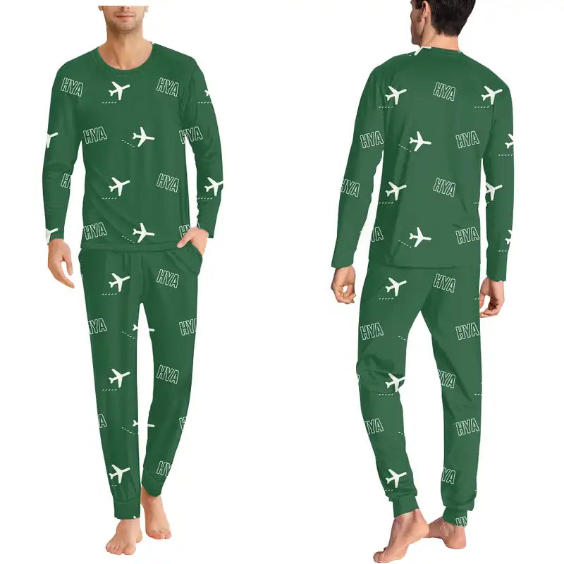 Hyannis Cape Cod Gateway Airport (HYA) Pajamas - Men Pajamas - Green