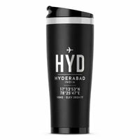 Thumbnail for Rajiv Gandhi International Airport Hyderabad (HYD) Travel Mugs - ID Tag - Stainless Steel (No Holder) - Black