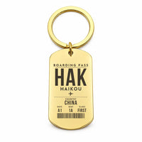 Thumbnail for Haikou Meilan International Airport HAK - Key Chain - Boarding Pass Style - Gold