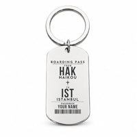 Thumbnail for Haikou Meilan International Airport HAK - Key Chain - Customizable Boarding Pass - Silver