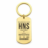 Thumbnail for Haines Airport HNS - Key Chain - Boarding Pass Style - Gold