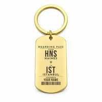 Thumbnail for Haines Airport HNS - Key Chain - Customizable Boarding Pass - Gold