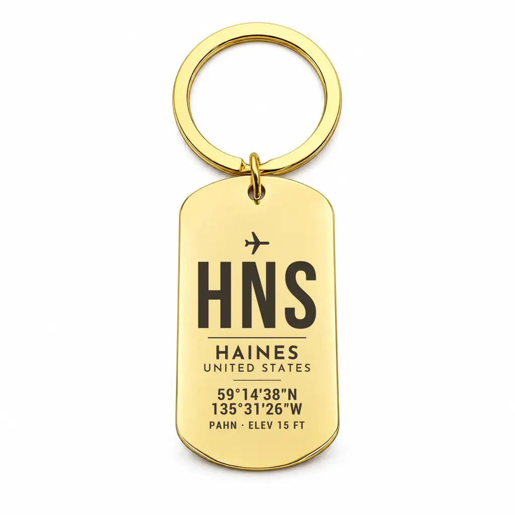 Haines Airport HNS - Key Chain - Original Design - Gold