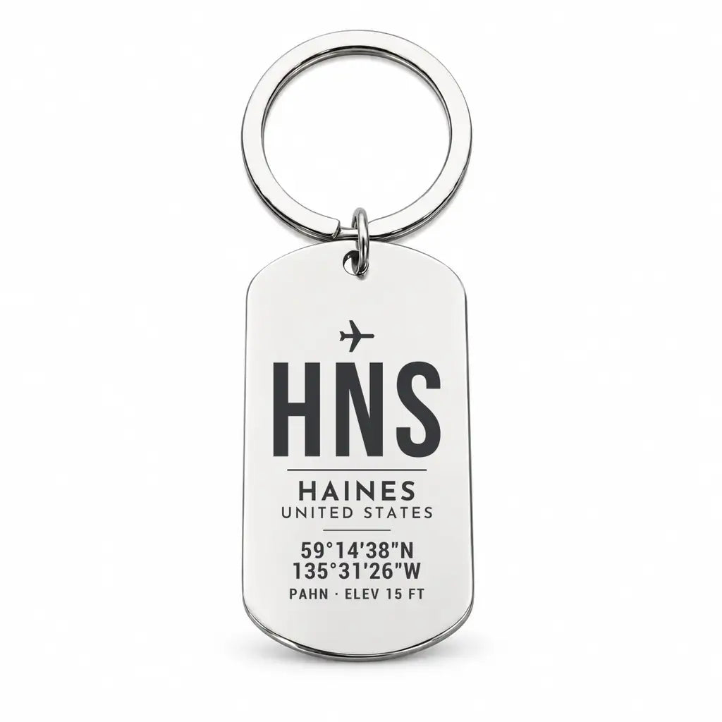 Haines Airport HNS - Key Chain - Original Design - Silver