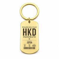 Thumbnail for Hakodate Airport HKD - Key Chain - Boarding Pass Style - Gold