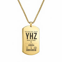 Thumbnail for Halifax Stanfield International Airport YHZ - Necklace - Boarding Pass Style - Gold
