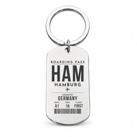 Thumbnail for Hamburg Airport Helmut Schmidt HAM - Elbe Brick Tide Signal - Key Chain - Boarding Pass Style - Silver