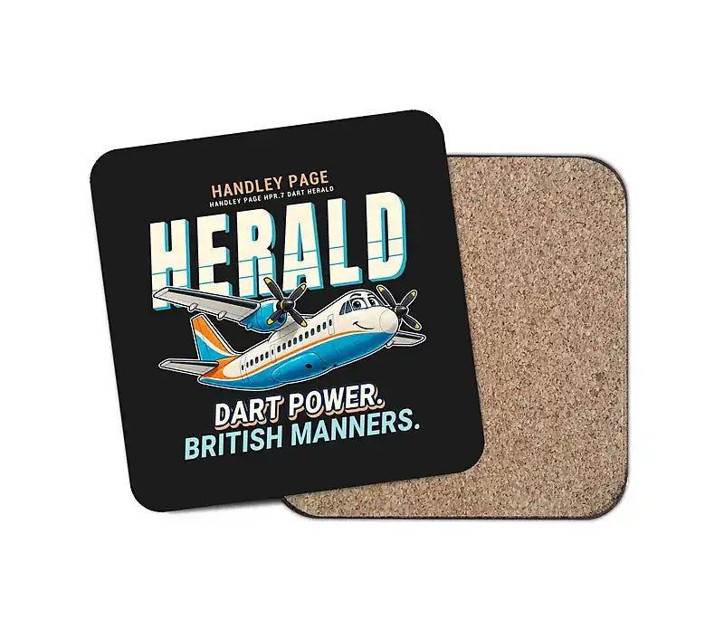 Handley Page HPR.7 Dart Herald - Cartoon - Coaster - Black