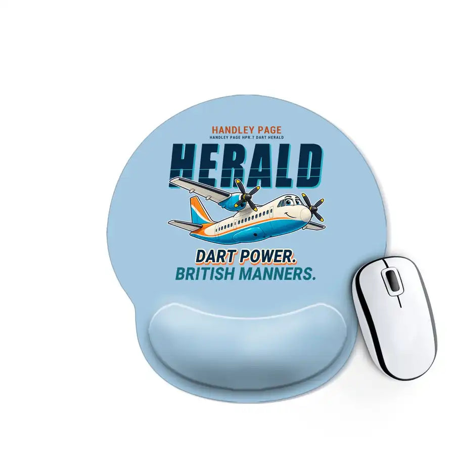 Handley Page HPR.7 Dart Herald - Cartoon - Ergonomic Mouse Pad - Light Blue