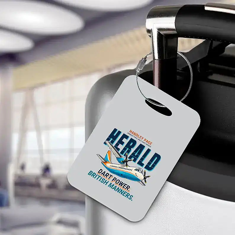 Handley Page HPR.7 Dart Herald - Cartoon - Luggage Tag - Light Gray