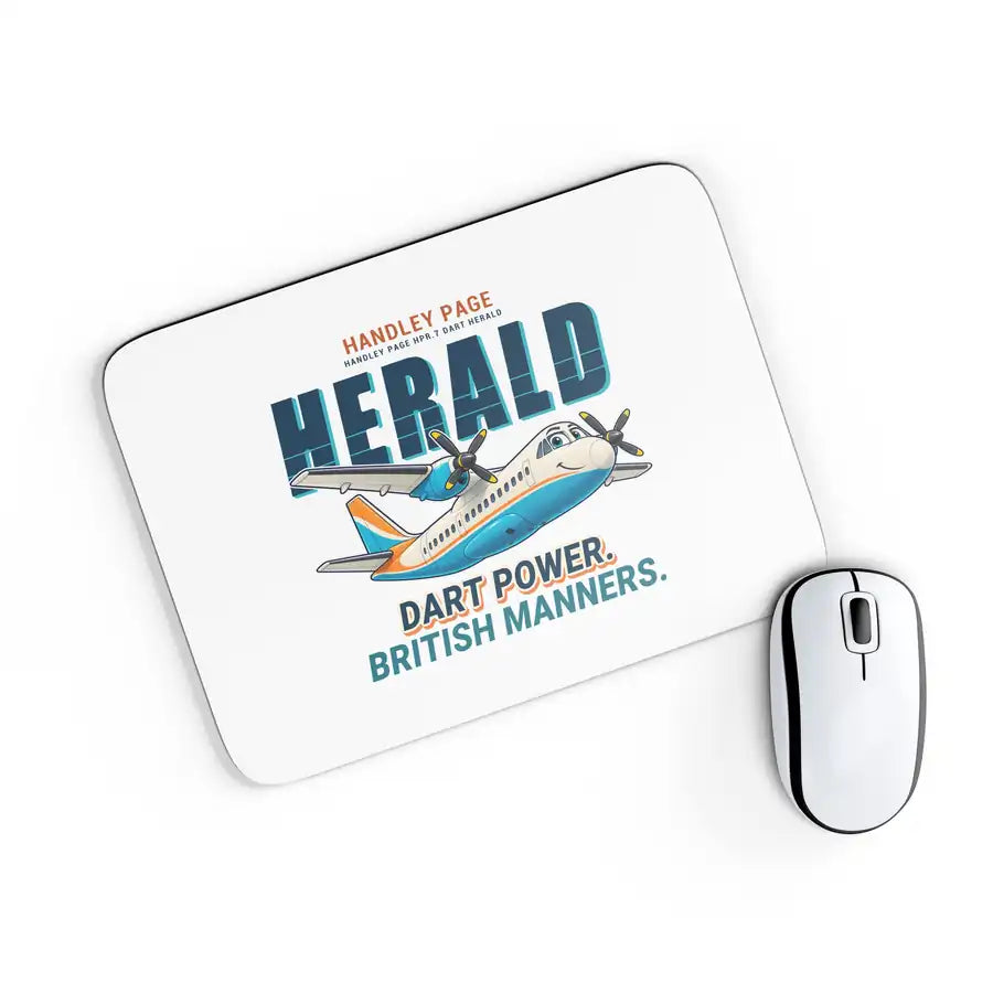 Handley Page HPR.7 Dart Herald - Cartoon - Mouse Pad - White