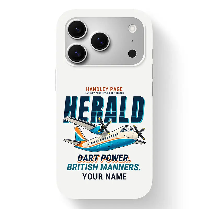 Handley Page HPR.7 Dart Herald - Cartoon + Name - MagSafe iPhone 17 Pro - White