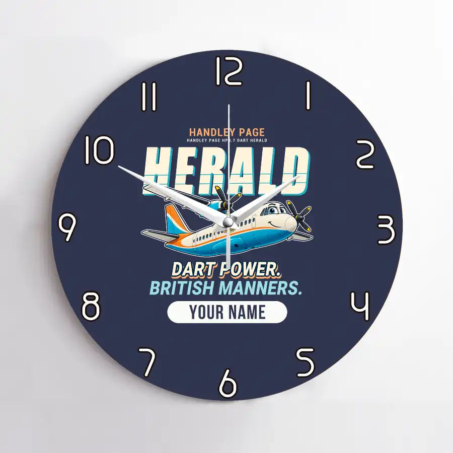 Handley Page HPR.7 Dart Herald - Cartoon + Name - No Frame - Navy Blue