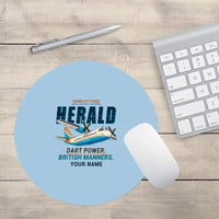 Thumbnail for Handley Page HPR.7 Dart Herald - Cartoon + Name - Round Mouse Pad - Light Blue