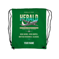 Thumbnail for Handley Page HPR.7 Dart Herald - Drawstring Bag - Original + Name - Green